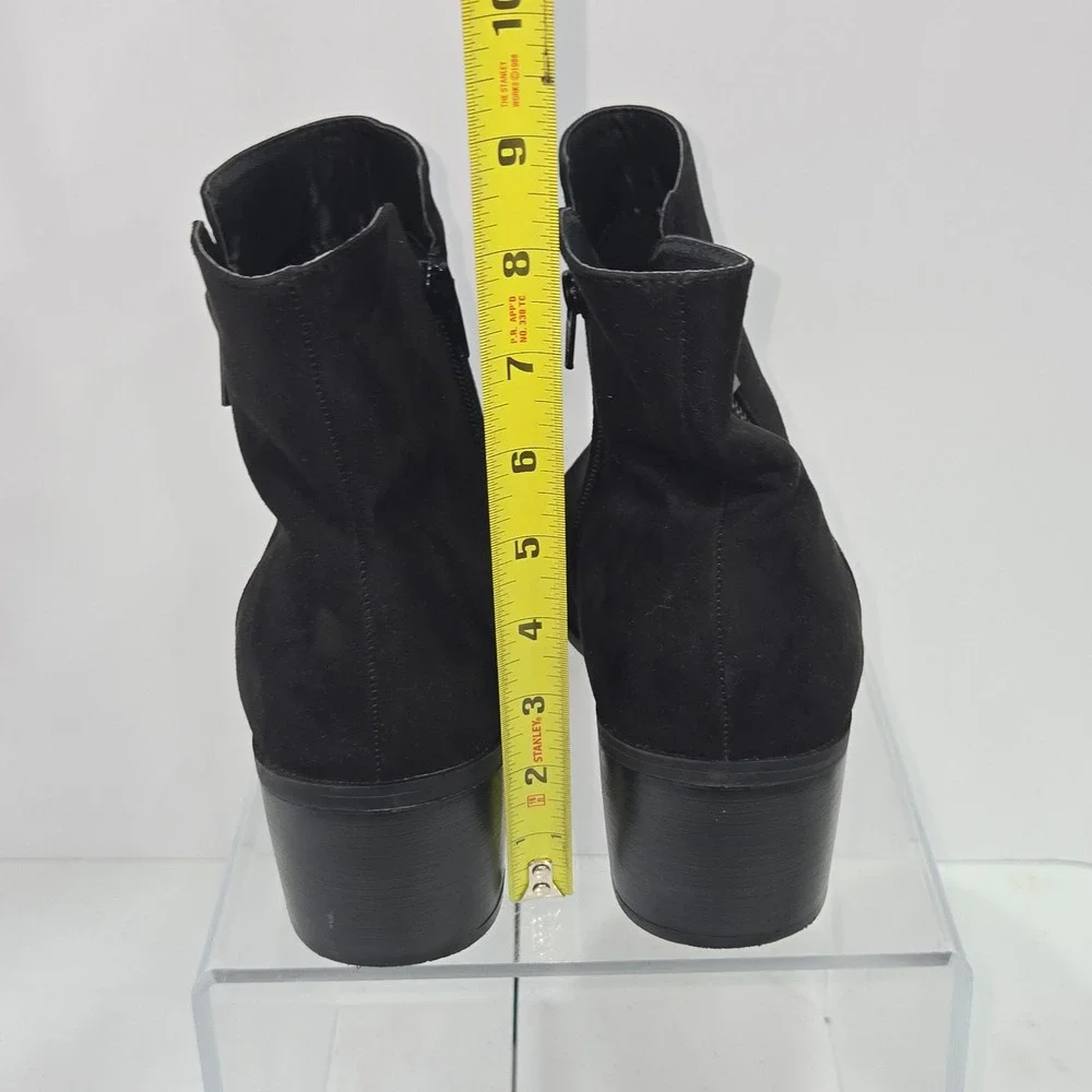 Evans Black Faux Suede Ankle Boots Extra Wide Fit Size 10 Jean  Block Heel